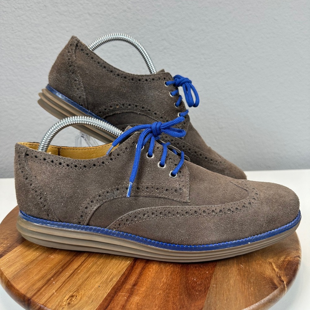2013 Sandro Moscoloni Wingtip Oxford Leather Dress Shoes Gray Suede 9D Retro